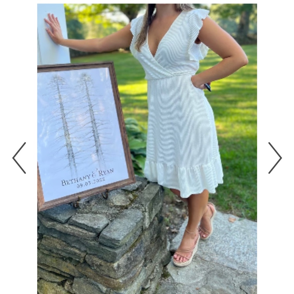 Caution To The Wind ,Elegant White Ruffle Dress, Size Small.